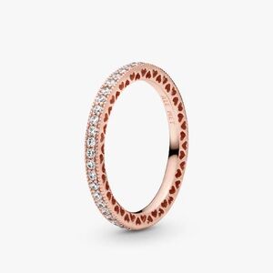 Pandora Sparkle & Hearts Ring Elegant Rose Gold with Sparkling Accents
